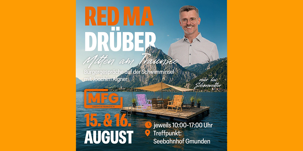 Politikgespräche mitten am Traunsee: Joachim Aigner lädt auf die Schwimminsel